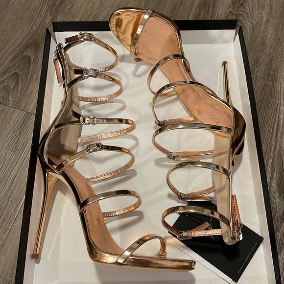 Brand New In Box Giuseppe Zanootti Rose Gold Sandal Heels - Picture 2 of 9